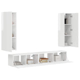 TV Cabinet Set 3 pcs High Gloss White Engineered Wood 3408983