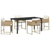 Garden Dining Set with Cushion 5 pcs Beige Poly Rattan 3380022