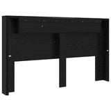 Storage Headboard with LED Black Oak Engineered Wood 3418687