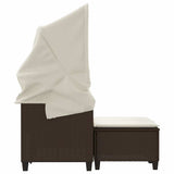Garden Sofa 2-Seater with Canopy and Stools Brown Poly Rattan 365782