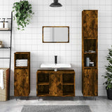Bathroom Cabinet Smoked Oak 30x30x100 cm Engineered Wood 831561