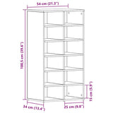 Shoe Rack Black Oak 54x34x100.5 cm Engineered Wood 862423