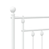 Bed Frame White Powder-Coated Steel Single Bed Frame 353581