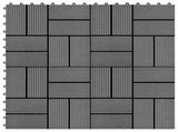 Decking Tile 11 pcs Grey 30 x 30 cm WPC 42046675