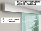 90cm Sliding Glass Door with Hardware Track Kit, Frosted Tempered Glass with Stripe Pattern, Round T3398P343503