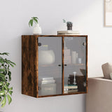 Wall Cabinet with Glass Doors Smoked Oak 68x37x68.5 cm 836494