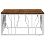 Coffee Table Silver Stainless Steel and Solid Wood Reclaimed 350061