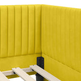 Corner Bed Frame with Headboard Yellow 90 cm x 200 cm Velvet 42016272