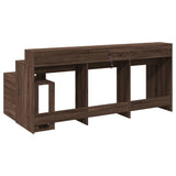 Desk with LED Lights Brown Oak 200x104x91 cm Engineered Wood 3309471