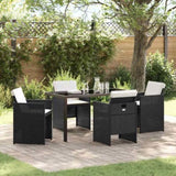 Garden Dining Set with Cushion Folding 5 pcs Black Poly rattan 3379941