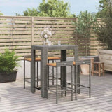 5 Piece Garden Bar Set Grey Poly Rattan&Solid Wood Acacia 3187709