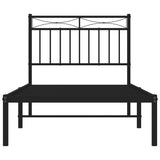 Metal Bed Frame without Mattress with Headboard Black 90x200cm 373684