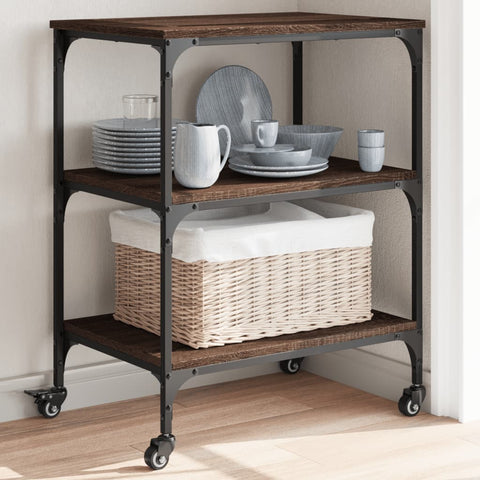 ZNTS Kitchen Trolley Brown Oak 60x41x76 cm Engineered Wood 842305