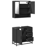 ZNTS 2 Piece Bathroom Furniture Set Black Engineered Wood 3300925