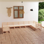 ZNTS 10 Piece Garden Lounge Set Solid Pinewood 3076269