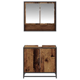 Bathroom Furniture Set with Door 2 pcs Old Wood Engineered Wood 3402345