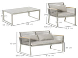 4 Pieces Rattan Garden Furniture Set - Grey T3398P325256