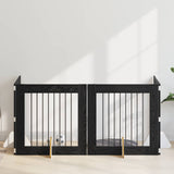 Foldable Dog Gate with Stands 4 pcs Black Oak 321 cm 892079