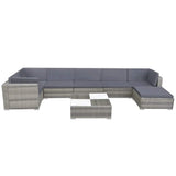 8 Piece Garden Lounge Set with Cushions Poly Rattan Grey 42837