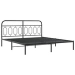 Metal Bed Frame without Mattress with Headboard Black 180x200cm 377121