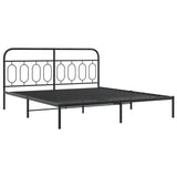 Metal Bed Frame without Mattress with Headboard Black 180x200cm 377121