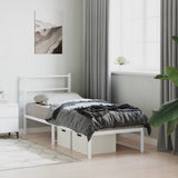 Metal Bed Frame without Mattress with Headboard White 80x200cm 355405