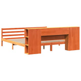ZNTS Bookcase Bed without Mattress Wax Brown 180x200 cm Super King Solid Wood Pine 3321869
