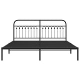 Metal Bed Frame without Mattress with Headboard Black 183x203cm 376604