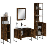 4 Piece Bathroom Cabinet Set Smoked Oak Engineered Wood 3214361