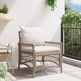 Garden Chair with Cushion Beige 73 x 61 x 77 cm Poly Rattan 42006221