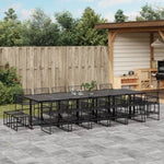 ZNTS 17 Piece Garden Dining Set Black Poly Rattan 3295047