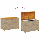 Garden Storage Box Beige 110x55x63 cm Poly Rattan Acacia Wood 366287