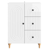 Sideboard High Gloss White 66 x 34.5 x 90 cm Engineered Wood 894169