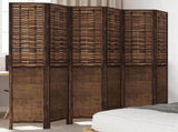 Room Divider 6 Panels Dark Brown Solid Wood Paulownia 358714