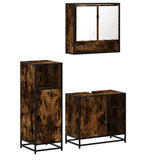 3 Piece Bathroom Furniture Set Smoked Oak Engineered Wood 3300997