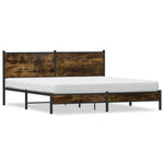 Metal Bed Frame without Mattress Smoked Oak 183x213 cm 3301378