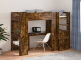 Loft Bed Frame with Desk Smoked Oak 75 x 190 cm Engineered Wood 3410431