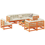 9 Piece Garden Sofa Set Wax Brown Solid Wood Pine 3299509