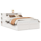 Bed Frame without Mattress White 135x190 cm Double Solid Wood Pine 3323426