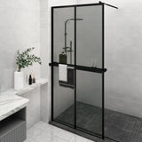 Walk-in Shower Wall with Shelf Black 118x190 cm ESG Glass&Aluminium 3185490