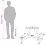 Picnic Table for 4 Kids with Umbrella Hole Round Solid Wood Fir 4008988