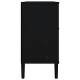 Sideboard SENJA Rattan Look Black 112x40x80 cm Solid Wood Pine 358027