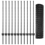 Fence with Posts Grey 1 x 25 m Steel 3336140