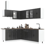 ZNTS 11 Piece Kitchen Cabinet Set Porto Black Engineered Wood 3314902