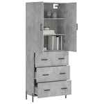 Highboard Concrete Grey 69.5x34x180 cm Engineered Wood 3195855