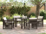 Garden Dining Set 5 pcs Brown Powder-Coated Steel 3380657
