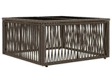Garden Table Grey and Black 55 x 55 x 37 cm PE Rattan and Glass 42035134
