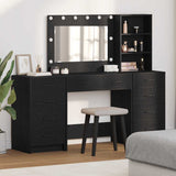 Dressing Table with Drawer 3 pcs Black Oak Engineered Wood 3334210