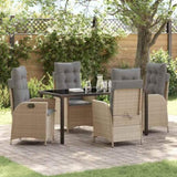 Garden Dining Set with Cushion 5 pcs Beige Poly Rattan 3380515