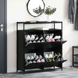 Shoe Cabinet Black Oak 100 x 34 x 112 cm Engineered Wood 3365549